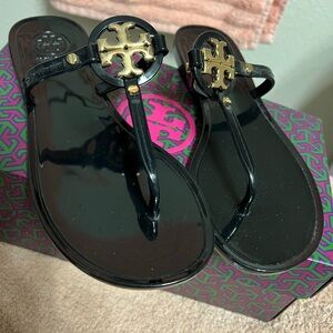 Tory Burch Black and Gold Sandals